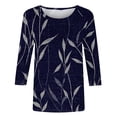 thumbnail image 5 of Raeneomay 3/4 Length Sleeve Womens Tops Women's Fashion Printed T-Shirt Blouse Round Neck Casual Tops, 5 of 6