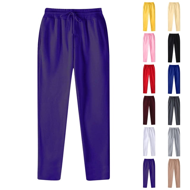 LIBRCLO Mens Sweatpants Open Bottom,Baggy Jogger Pants with Pocket,Purple Sweatpants Men
