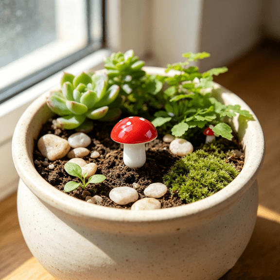 50 Pcs Fairy Garden Accessories, Miniature Artificial Resin Mushroom Figurines, Bonsai Plant Pot & Micro Landscape Decor for DIY, Red