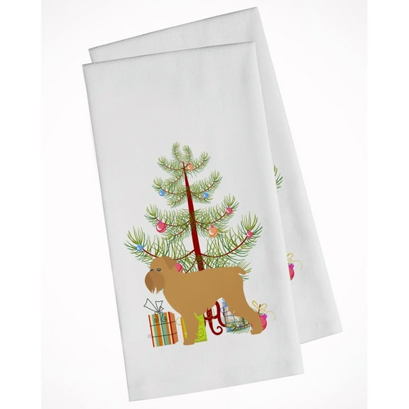 Brussels Griffon Merry Christmas Tree White Kitchen Towel Set of 2 Dish Towels