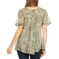 thumbnail image 2 of Sakkas Marzia Women's Loose Fit Short Sleeve Casual Tie Dye Batik Blouse Top Tunic - 19204-Olive - One Size, 2 of 5