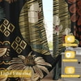 thumbnail image 2 of Boho Plant Blackout Curtains for Bedroom Windows, Floral Leaves Print Curtains for Living Room, Black Bohemian Dining Room Curtain Draperies 2 Panel Sets, 52" X 84", 2 of 6