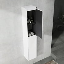 Tcbosik 12 inch Bathroom Side Cabinet with 2 Doors, Wall Mounted Storage Cabinet with Storage Shelves, Space Saving, White