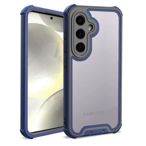 Designed For Samsung Galaxy S25 Phone Case,Military-Grade Protection,Transparent Back Designing,Heavy Duty Anti-Drop Shockproof Bicolor Rugged 4-in-1 Phone Case For Samsung Galaxy S25,Darkblue