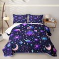 thumbnail image 2 of jejeloiu Mystical Celestial Bed Spread Queen For Men Women,Dreamy Moon Print Queen Coverlet Set,Purple Blue Black,3 Pieces, 2 of 7