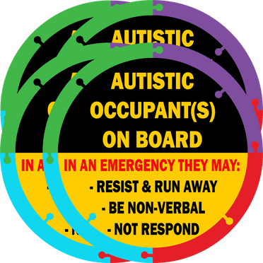 Autistic Occupant on board  Car Sticker Autism Awareness Child Safety Decal Sign, 4-Pack