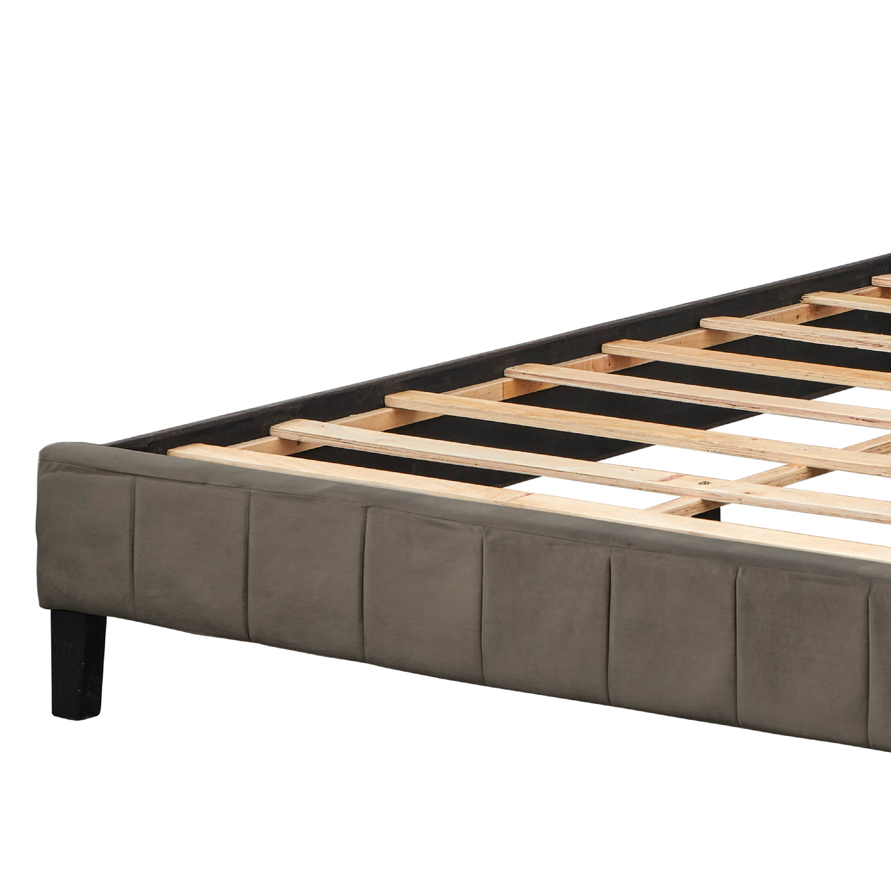 TMS Deco Modern Queen Velvet Panel Bed, Dark Gray