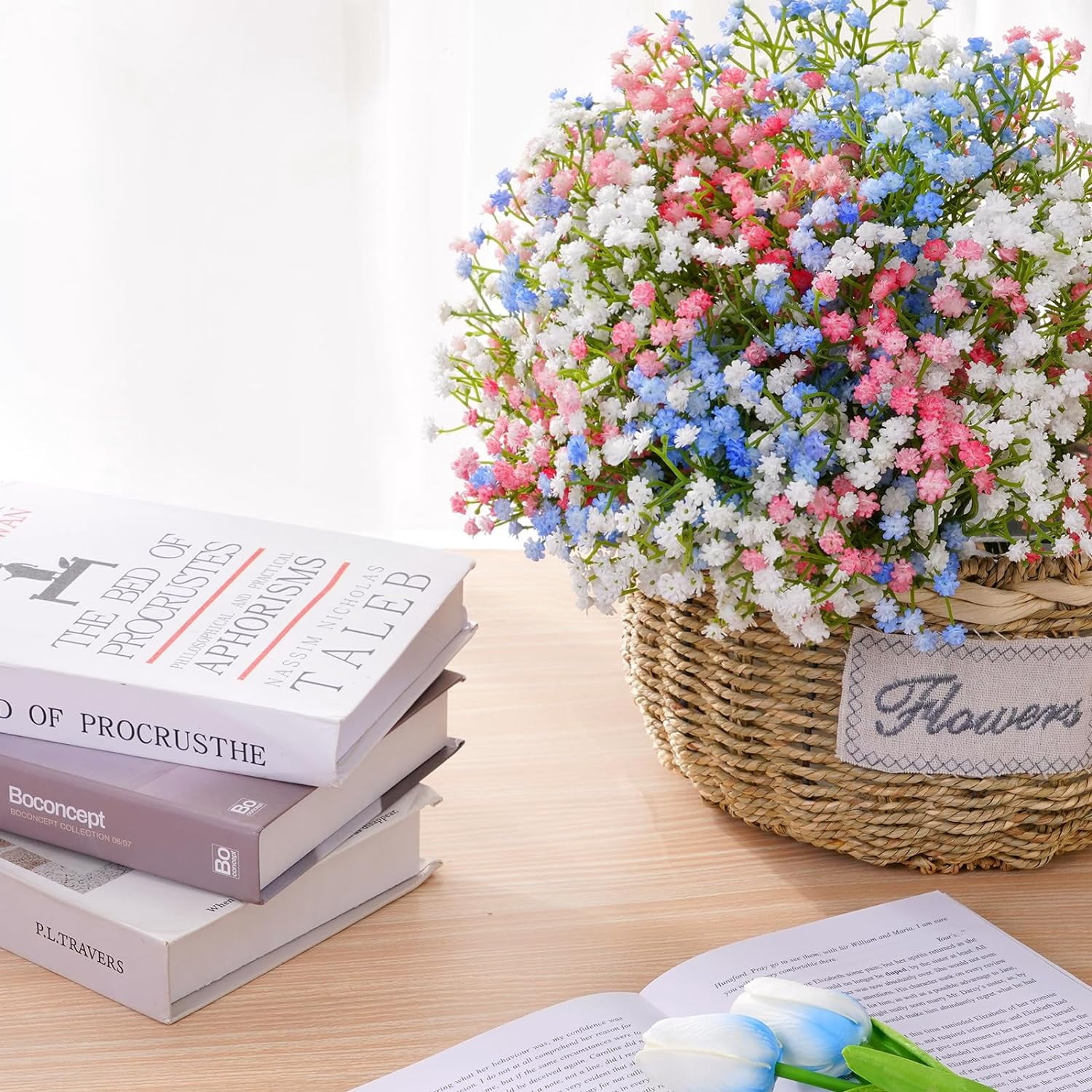 Babys Breath Artificial Flowers, Baby Breath Flowers Artificial Bulk, Real Touch Fake White Flowers, Faux Babies Breath Gypsophila for Wedding Home Decor Floral Arrangement
