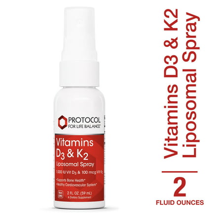 Protocol for Life Balance  Vitamins D3   K2  Liposomal Spray  2 fl oz  59 (Best Ultrasonic Cleaner For Making Liposomal Vitamin C)