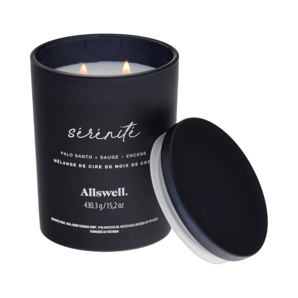 Allswell Scented 15 oz. Coconut Wax Spa Candle, Serene (Palo Santo + Sage + Incense)