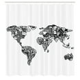 thumbnail image 3 of Ambesonne Sketchy Shower Curtain, Sketch Style Atlas Exotic, 69"Wx70"L, White Black, 3 of 5