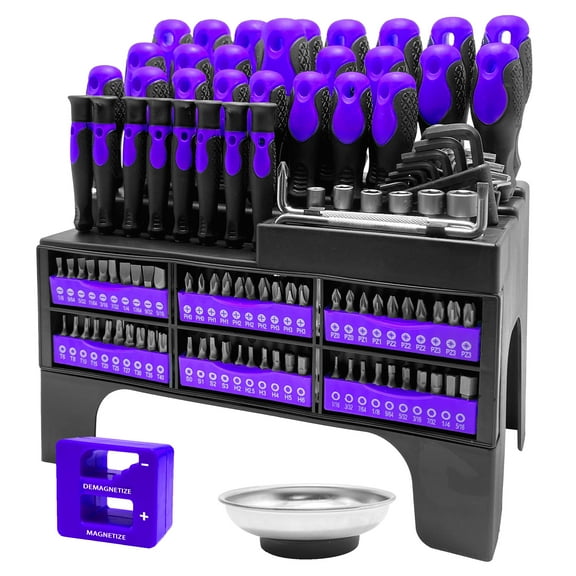 118PCS Magnetic Screwdriver Set - Tool Sets with Plastic Racking, Precision Slotted, Phillips, Hex, Pozidriv, Torx Screwdrivers, Magnetizer Demagnetizer for DIY Projects and Tool Gifts