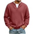 thumbnail image 2 of Men’s Long Sleeve Layered T-Shirt V Neck Split Hem Breachable Modal Blend Top, Casual Daily Streetwear Gym Vacation | Zenithor,Wine 2XL, 2 of 5