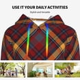thumbnail image 4 of Lsque Buffalo Check Plaid Pattern Casual Women's Hoodie,Hooded Sweatshirt with Kangaroo Pocket,Pullover Hoodie with Eye-catching Drawstrings-XX-Large, 4 of 7