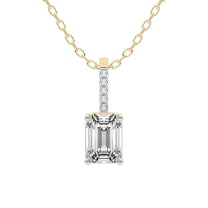 Diamond Pendant Necklace For Women | 3 Carat IGI Certified Emerald Shape Lab Grown Diamond | Lucida Four Prong Lab Diamond Pendant Necklace In 14K Yellow Gold | FG-VS1-VS2 Quality Friendly Diamonds
