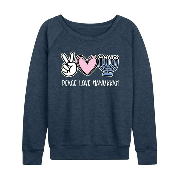 Instant Message - Peace Love Hanukkah - Women's French Terry Long Sleeve Pullover