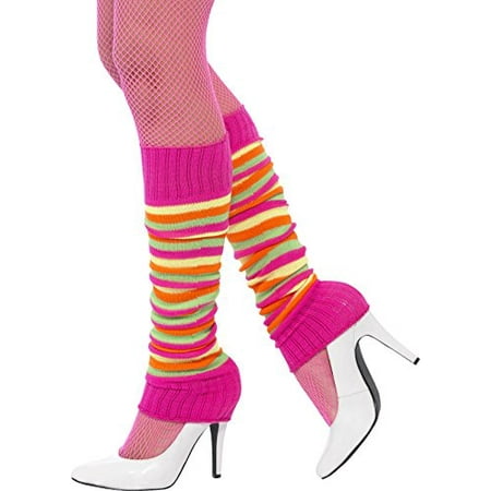 Neon Striped Ladies 80's Leg Warmers