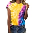 thumbnail image 2 of VBTAPA Womens Summer Tops Tie Dye Short Sleeve Round Neck T Shirts Casual Loose fit Blouses Limited Time Sales Multicolor S, 2 of 5