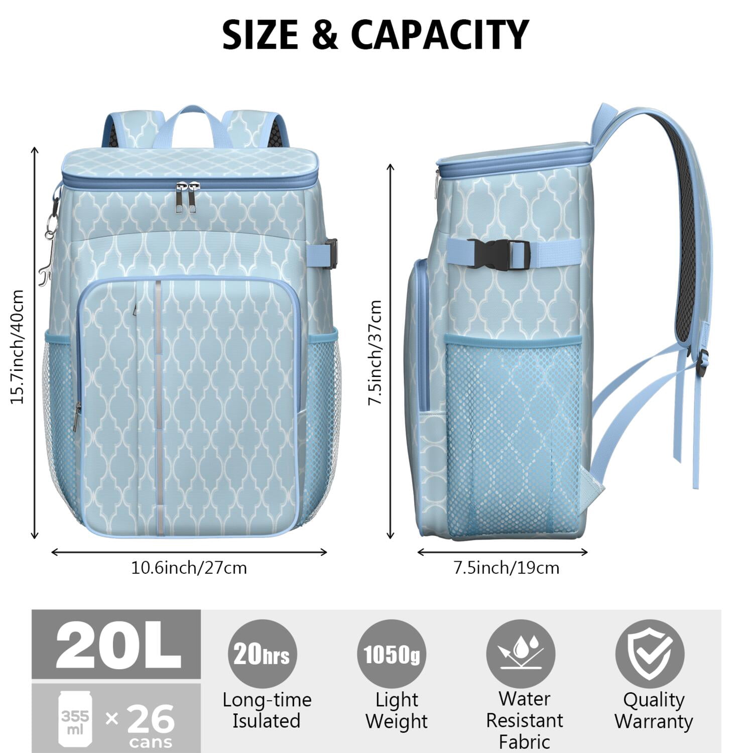 Travel Cooler Bag - Boho Bohemia Pioneer Flower Geometric Line Art Camping Beer Cooler Backpack with Bottle Opener- Waterproof Insulated Picnic Backpacks - Cooler Bag for Beach