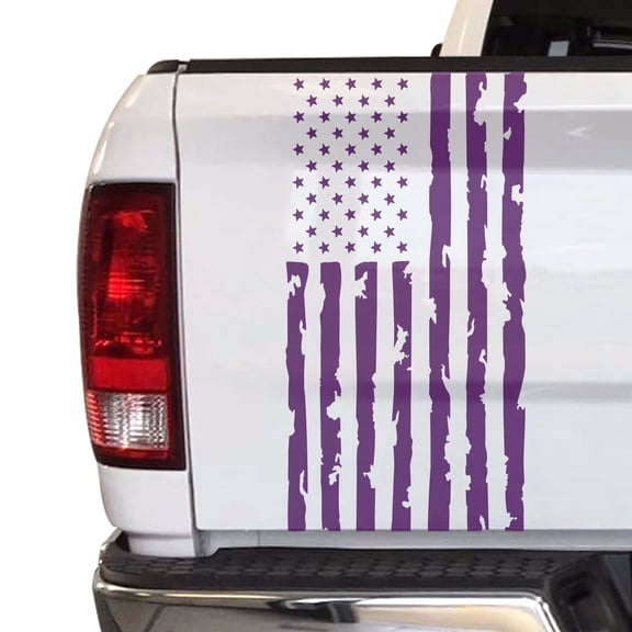Distressed American Flag Truck Tailgate Vinyl Decal Compatible with Most Pickup Trucks USA Sticker Pickup Truck - Car Sticker Rear Graphic (11" x 25", Violet)