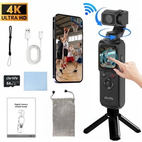 Pocket Vlogging Camera 4K/30fps Body Camera with Face/Object Tracking,330 Rotation Lens Handheld Camcorder,Pocket Cam with Audio/Video Recording,Fast Focusing,Digital Camera for Photography