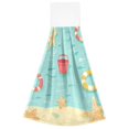 thumbnail image 7 of Yayeee Kitchen Hanging Hand Towels Set of 2 with Loop Bathroom Absorbent Tie Towel, Blue Beach Pattern, 7 of 7