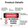 thumbnail image 2 of (2 Pack) No Smoking Or Open Flames OSHA Danger Sign 24 Inch X 18 Inch Indoor / Outdoor Rust-Free Aluminum Metal Signs for Workplace, Workshop, and Construction Site, Made in the USA, 2 of 8