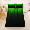 thumbnail image 5 of jejeloiu Lines Geometric Pattern Queen Sheet Sets For Boys,Black Green Neon Gradient Striped Bed Set For Kids,4pcs, 5 of 6