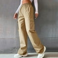 thumbnail image 4 of Gvdentm Women High Waisted Wide Leg Cargo Pants Trendy Casual Baggy Joggers Pants with Pockets Scrub Pants for Women(Khaki,4XL), 4 of 7
