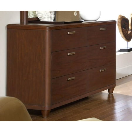 Contemporary Dresser In Medium Brown Cherry Walmart Com