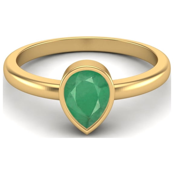 Mooneye 0.75 Cts Pear Shape Emerald 925 Sterling Silver Gold Vermeil Solitaire Women Engagement Ring