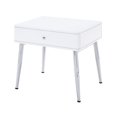 thumbnail image 1 of ACME Weizor End Table in White High Gloss & Chrome, 1 of 3