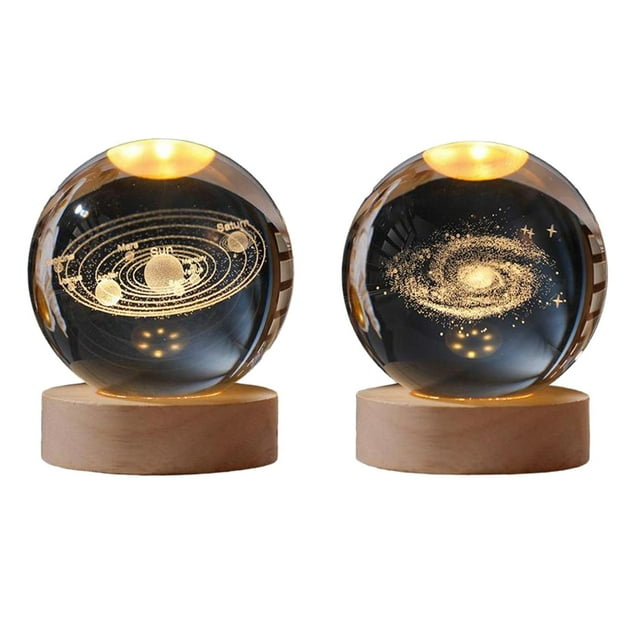 Lámpara de Noche de Astronomía con Luz de de Cristal de 2,36 Pulgadas para Decoración de Escritorio