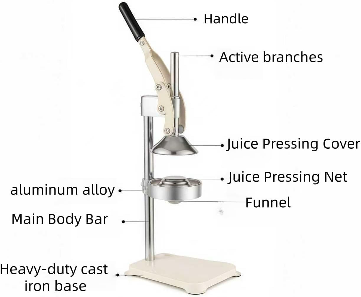 Cast Iron Citrus Juicer,Hand Press Juicer Machine, Hand Press Squeezer, Stainless Steel Crusher, Manual Lemon Press With Large Pressure Plate, Easy Juice Extraction