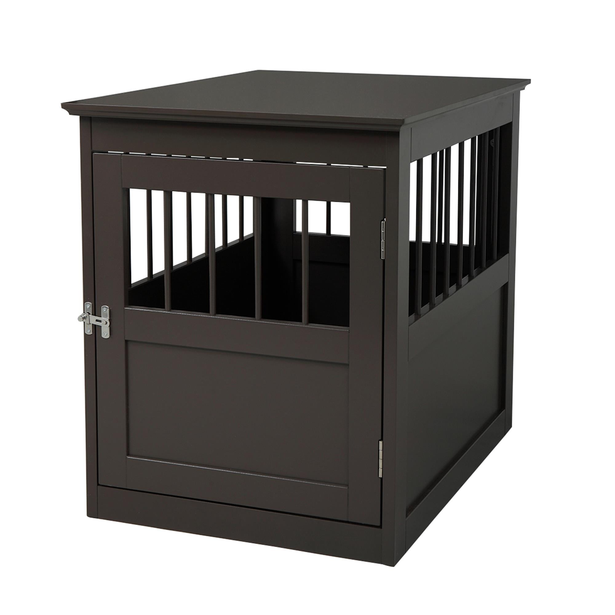 Pefilos 27" Dog Crates for Small and Medium Dogs, Wooden Dog Cage Furniture Table, Dog Kennel for Indoor, Dog House with Side Slats, Brown Pefilos 27" Dog Crates for Small and Medium Dogs, Wooden Dog Cage Furniture Table, Dog Kennel for Indoor, Dog House with Side Slats, Brown