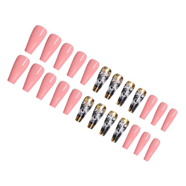 Seitruly Uñas postizas de ataúd, estilo francés clásico, uñas a presión, cubierta completa, punta de uñas, pegatinas de manicura de viscosidad Arte de uñas tipo 8 Seitruly CE012296-08B