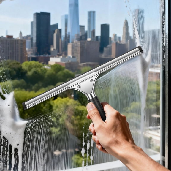 Window Squeegee Cleaner Tool Kit Professional Glass Cleaning Tool Kit with Squeegee and Microfiber Scrubber for Window Shower Door Car Windshield