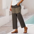 thumbnail image 2 of WILLBEST Pantalones Casuales para Mujer - Capri Holgado de Lino con Estampado Floral Bohemio, Rayas, Cintura Elástica y Cordón Ajustable para Relajarse y Actividades al Aire Libre. Grande, 2 of 6