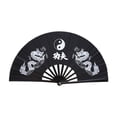 thumbnail image 4 of Abanico de mano plegable para cosplay, abanico chino de kung fu para fiestas, regalos y bares. dragón doble negro, 4 of 9