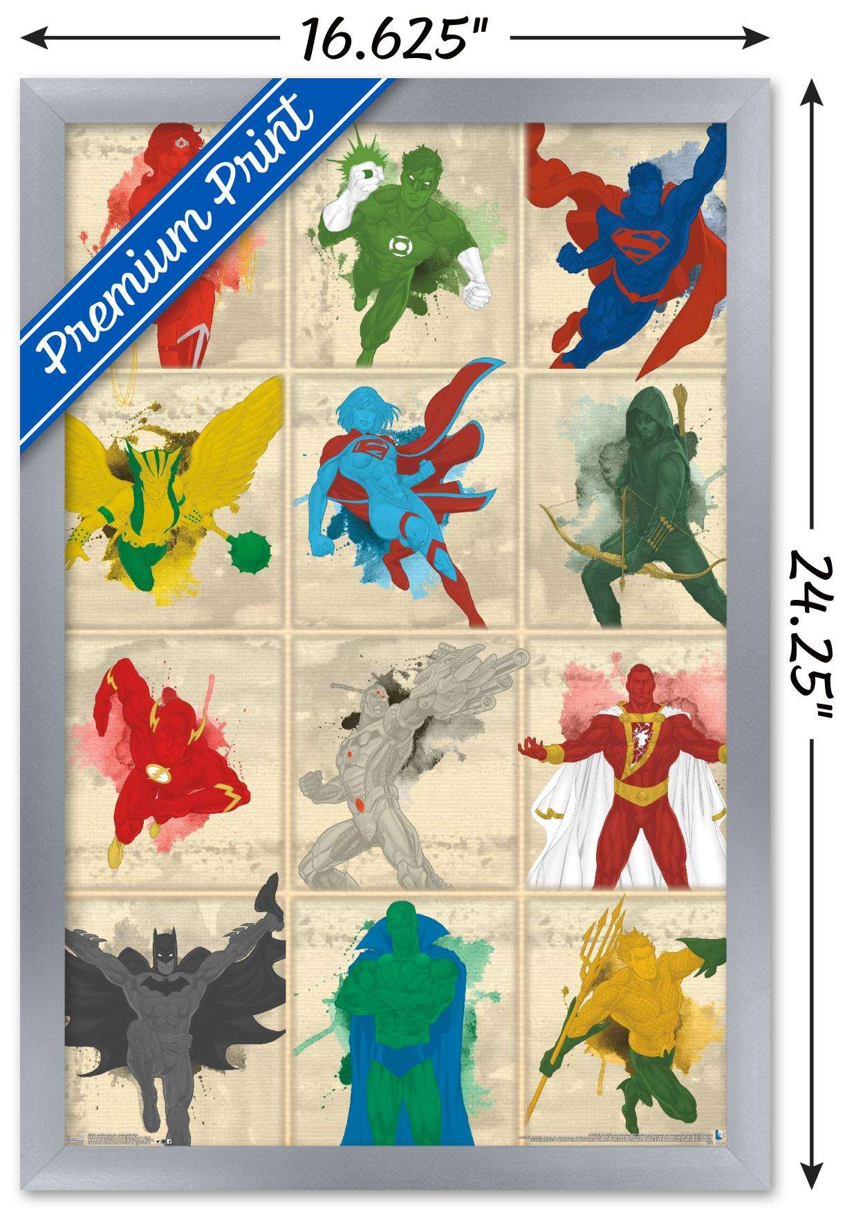 DC Comics - Justice League - Simplistic Grid Wall Poster, 14.725" x 22.375", Framed