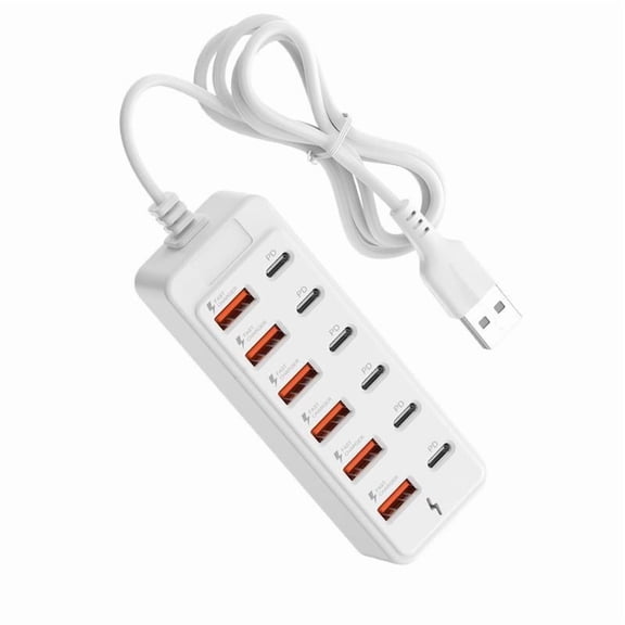 12-in-1 USB C Hub with 6 USB and 6 Type-C Ports for Laptop Phone and Tablet Data Transfer and Charging