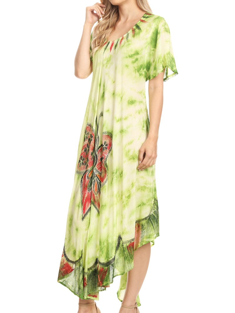 slim fit dress slacks Butterfly Kaftan Dress – Boho Maxi Kaftan, African Print, Flowy One Size Fit One Size Plus (Fits 1X/2X/3X) / Flame Orange main image 1