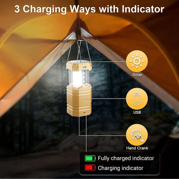 Mesqool Lanterne Solaire de Camping à Manivelle - Lampe de poche LED