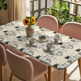 thumbnail image 3 of Easter Rabbit Table Cloths for 4 Foot Rectangle Tables, Cartoon Cute Bunny Sketch on Yellow Patio Waterproof Elastic Fitted Tablecloths, Washable Rectangular Table Cover for Camping, 3 of 8