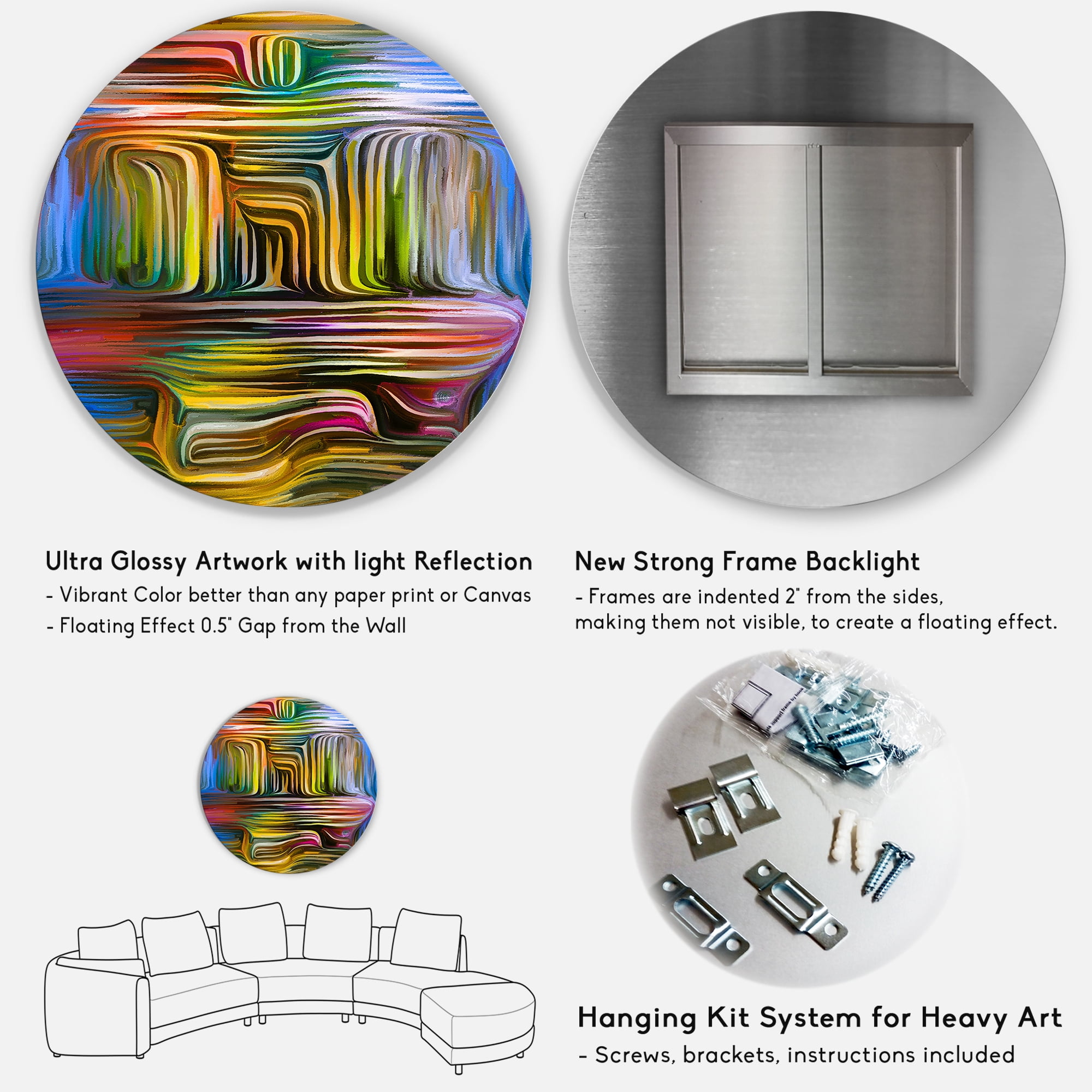Designart 'Colour Spiral Fusion VIII' Modern Circle Metal Wall Art 11x11 - Disc of 11
