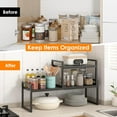 thumbnail image 4 of Expandable kitchen Countertop Organizer, Stackable Cabinet Shelf Organizers, Space Saving Spice Rack Pantry Storage for Bathroom Office Organization (Black, 2 Pack), 4 of 13