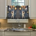 thumbnail image 2 of Yayeee Kitchen Curtains Tier Pair Light Filtering 27"x24" Rod Pocket Short Cafe Window Panel, Watercolor Astronaut, 2 of 7