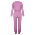 thumbnail image 6 of Dazajoo Long Sleeve Sweatsuits for Women 2 Piece Outfit Round Neck Pullover and Drawstring Pants with Pockets Matching Sets 2024 Fall Solid Color Outdoor Lounge Suits,Pink,S, 6 of 6