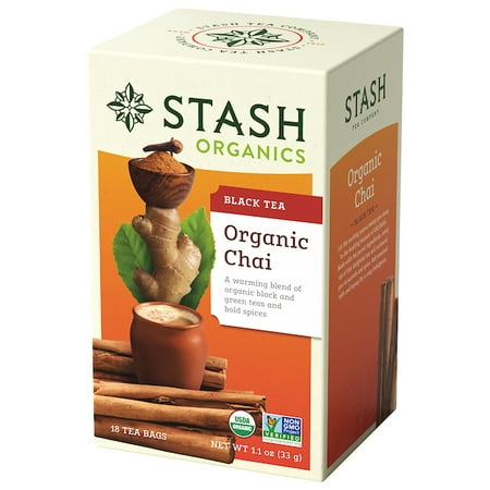 (2 Pack) Stash Tea Organic Chai Spice Black and Green Tea, 18 Ct, 1.1