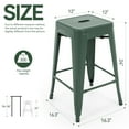 thumbnail image 2 of 24 inch High Barstools Set of 2, Counter Height Metal Bar Stools, Indoor/Outdoor Stackable Bartool Industrial Backless Stools(Deep Green), 2 of 9